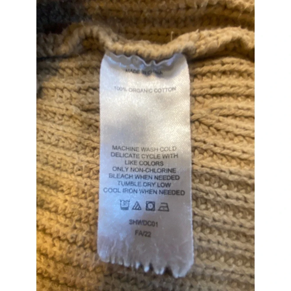 Quince Organic Cotton Fisherman Sweater Tan Camel Ribbed Crewneck XS - Picture 7 of 7